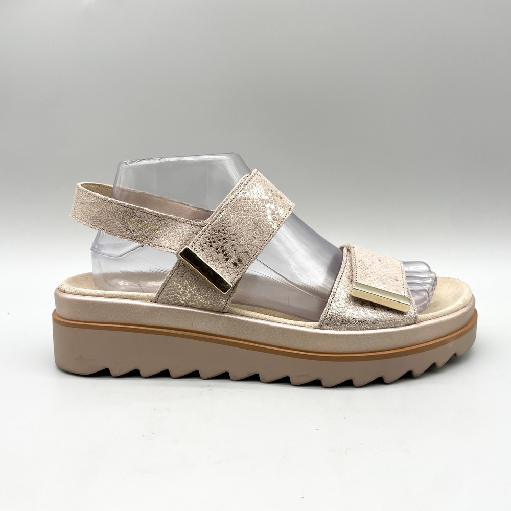 Mephisto Womens 40 10 Dominica Platform Sandals Rose Gold Snake Leather Boho